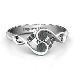 Element of Infinity Two Stone Ring in 925 Sterling Silver with Alexandrite and Black Premium Zirconia