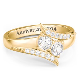 Flared Bypass Ring with Round Gemstones and Accents