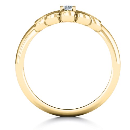 Pretty As A Peacock Ring – 9kt Yellow Gold with Cubic Zirconia and Amethyst