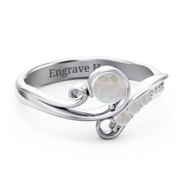 Family Flair Ring With 2-6 Birthstones in 925 Sterling Silver with Opal and Cubic Zirconia