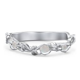 Leaf Band Ring with Gemstones