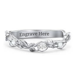 Leaf Band Ring with Gemstones