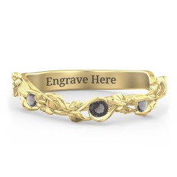 Leaf Band Ring with Gemstones