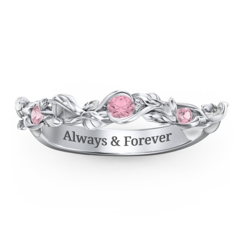 Leaf Band Ring with Gemstones