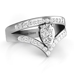 Point Of Elegance Ring in 925 Sterling Silver with White Premium Zirconia and Fancy Blue Premium Zirconia