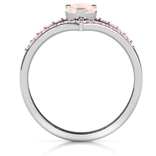 Point Of Elegance Ring – Sterling Silver with Morganite and Fancy Pink Premium Zirconia