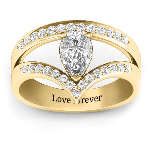 Point Of Elegance Ring – 9kt Yellow Gold with White Premium Zirconia