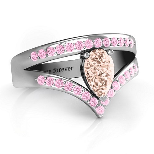 Point Of Elegance Ring – Sterling Silver with Morganite and Fancy Pink Premium Zirconia