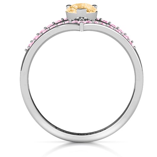 Point Of Elegance Ring – Sterling Silver with Fancy Yellow Premium Zirconia and Fancy Pink Premium Zirconia