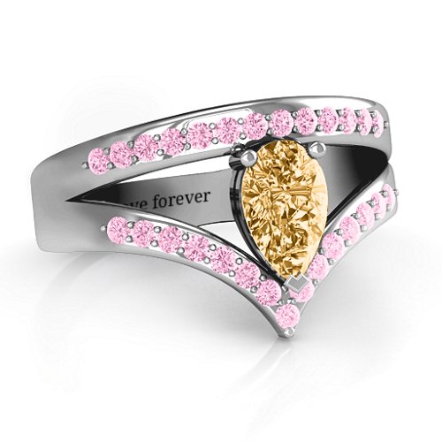 Point Of Elegance Ring – Sterling Silver with Fancy Yellow Premium Zirconia and Fancy Pink Premium Zirconia
