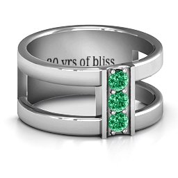 Layers Of Love Ring in 925 Sterling Silver with Emerald