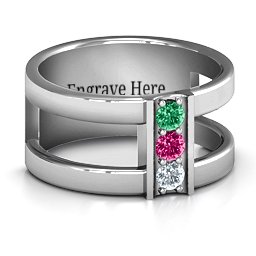 Layers Of Love Ring in 925 Sterling Silver with Emerald, Ruby, and Cubic Zirconia
