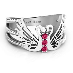 Sparkling Swan Ring in 925 Sterling Silver with Ruby