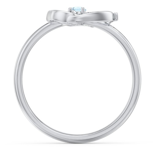 Butterfly Baby Feet Ring – Sterling Silver with Blue Topaz