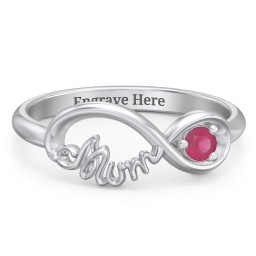 Infinite Bond Mum Ring in 925 Sterling Silver with Ruby
