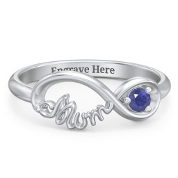 Infinite Bond Mum Ring in 925 Sterling Silver with Blue Sapphire