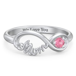 Infinite Bond Mum Ring in 925 Sterling Silver with Pink Tourmaline