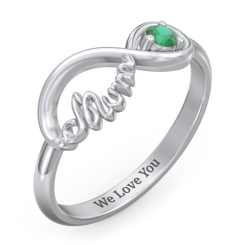 Infinite Bond Mum Ring – Sterling Silver with Emerald