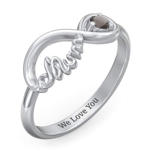 Infinite Bond Mum Ring – Sterling Silver with Smokey Quartz