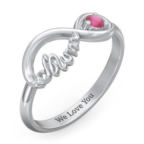 Infinite Bond Mum Ring – Sterling Silver with Ruby