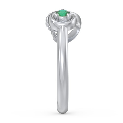 Infinite Bond Mum Ring – Sterling Silver with Emerald