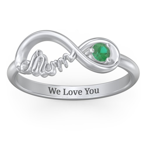 Infinite Bond Mum Ring – Sterling Silver with Emerald