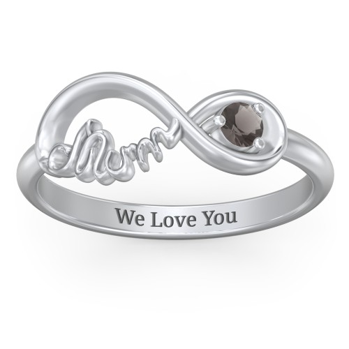 Infinite Bond Mum Ring – Sterling Silver with Smokey Quartz