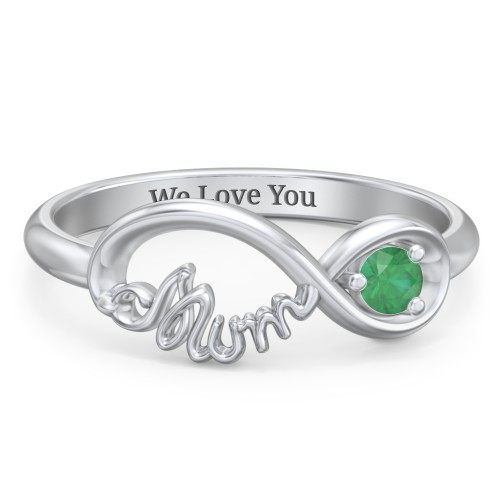 Infinite Bond Mum Ring – Sterling Silver with Emerald