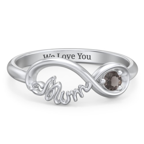 Infinite Bond Mum Ring – Sterling Silver with Smokey Quartz