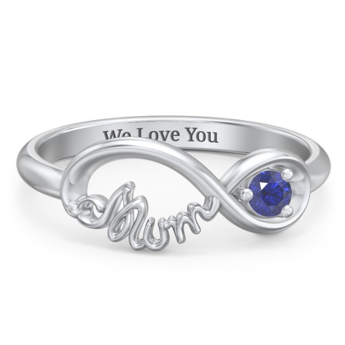 Infinite Bond Mum Ring – Sterling Silver with Blue Sapphire