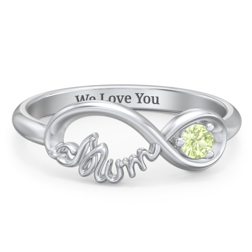 Infinite Bond Mum Ring – Sterling Silver with Peridot