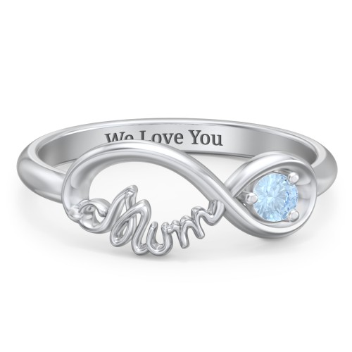 Infinite Bond Mum Ring – Sterling Silver with Blue Topaz