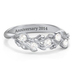 Organic Leaf Five Stone Family Ring