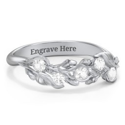 Organic Leaf Five Stone Family Ring