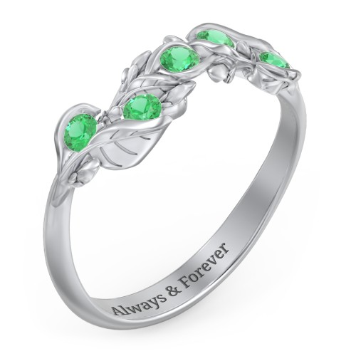 Organic Leaf Five Stone Family Ring