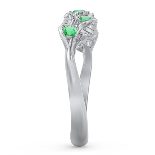 Organic Leaf Five Stone Family Ring