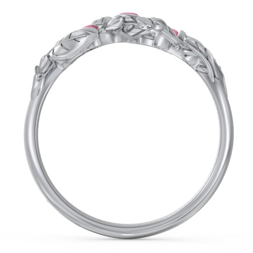 Organic Leaf Five Stone Family Ring