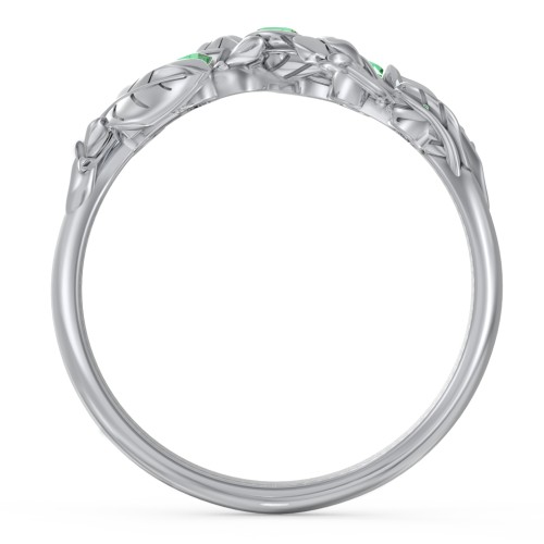 Organic Leaf Five Stone Family Ring