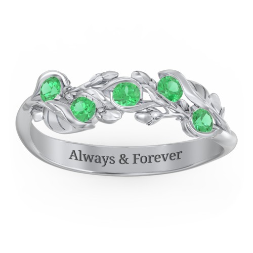Organic Leaf Five Stone Family Ring