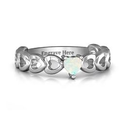 Enchanting Love Promise Ring in 925 Sterling Silver with Opal