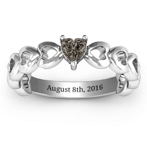 Enchanting Love Promise Ring – Sterling Silver with Smokey Quartz