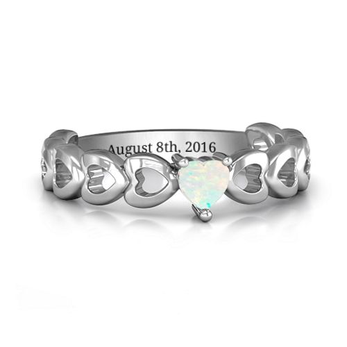 Enchanting Love Promise Ring – Sterling Silver with Opal