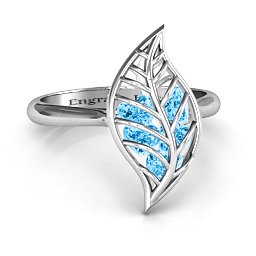Mint to Be Cage Leaf Ring in 925 Sterling Silver with Blue Topaz