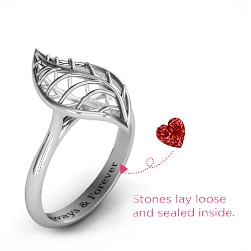 Mint to Be Cage Leaf Ring – Sterling Silver with Garnet