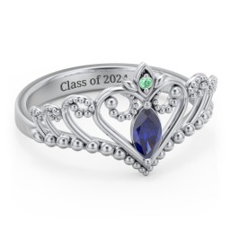 Heart Tiara Ring with Marquise Gemstone