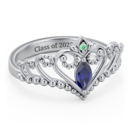 Heart Tiara Ring with Marquise Gemstone