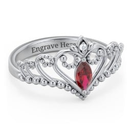 Heart Tiara Ring with Marquise Gemstone