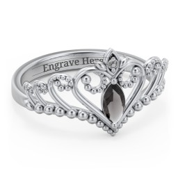 Heart Tiara Ring with Marquise Gemstone