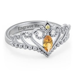 Heart Tiara Ring with Marquise Gemstone