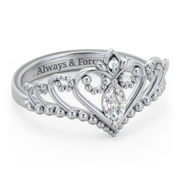 Heart Tiara Ring with Marquise Gemstone